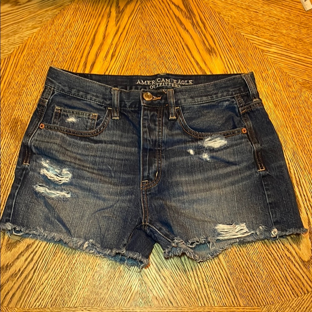 American Eagle Outfitters Blue Distressed Jean Shorts